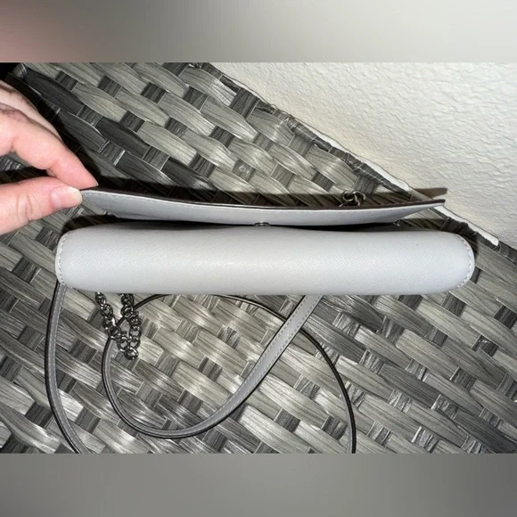 Michael Kors Wallet on Chain Crossbody — Saffiano Leather Gray WOC Bag - Picture 13 of 16